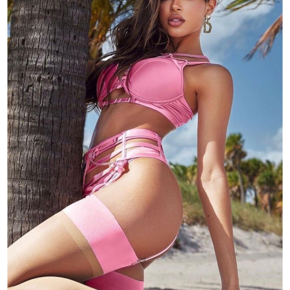 Honey Birdette SHIBARI🩷 Pink Rope 3 Piece Set 30G, XS, XS Thong